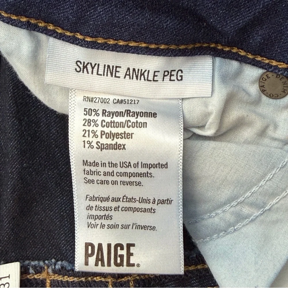 PAIGE Skyline Ankle Peg Stretch Jeans Blue Size 31 - Picture 7 of 7